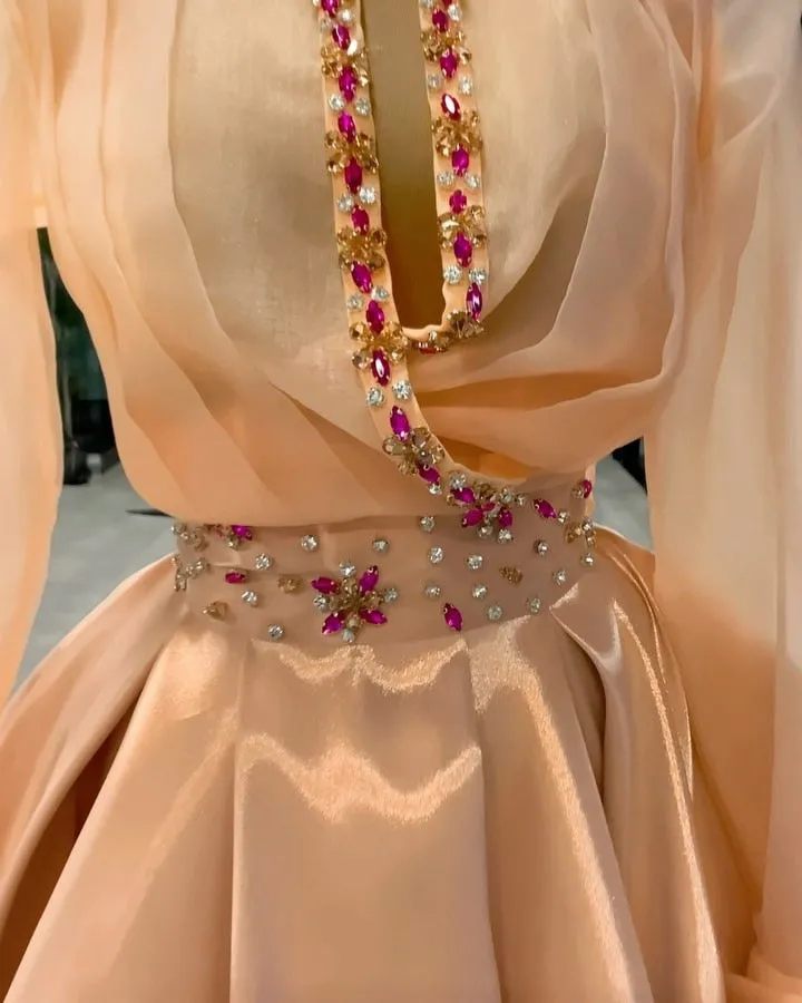 Luxury Pink Ball Gown Evening Dress