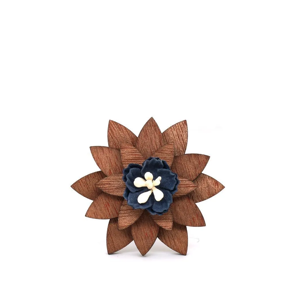Mahoosive Wooden Flower Lapel Pin