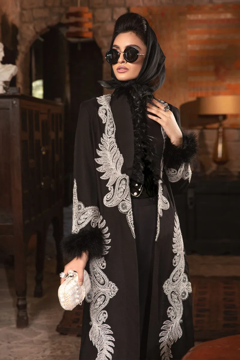MARIA B | Linen Winter Collection 2022 | DL-1004-Black and Maroon