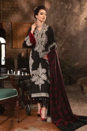 MARIA B | Linen Winter Collection 2022 | DL-1004-Black and Maroon