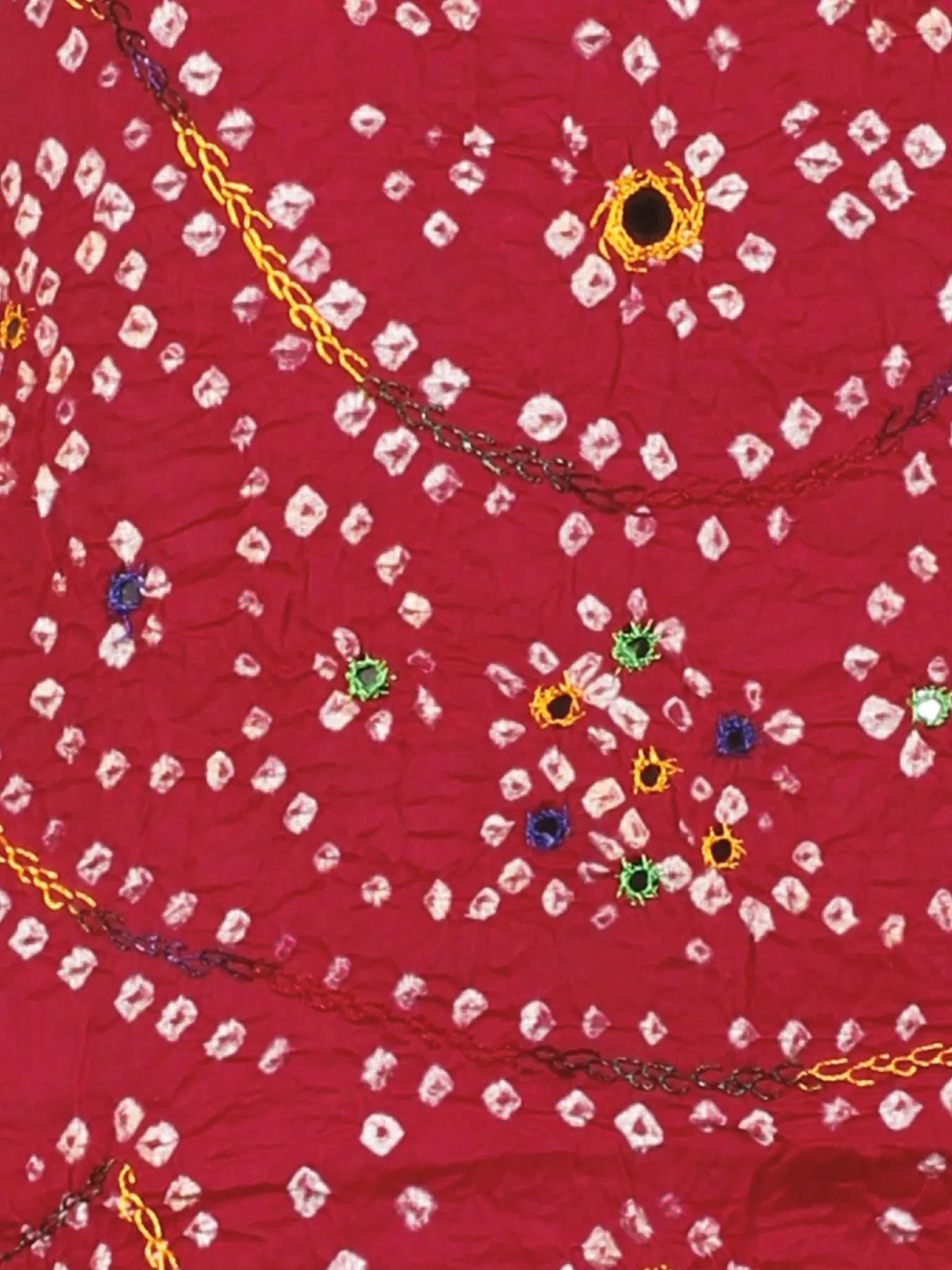 Maroon Blue Ivory Hand Tie & Dye Bandhej Suit Salwar Dupatta (Set of 3) With Hand Embroidery & Mirror Work - S16281241