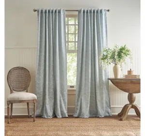 Martha Stewart Floral Room Window Panel Curtains Set of 2 Light Blue 50" x 84"