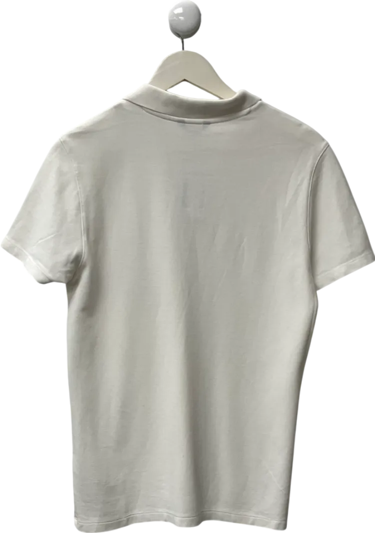 massino dutti White Cotton Blend Knit Polo Shirt UK S