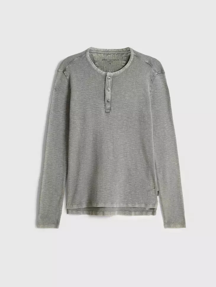 MEMPHIS WAFFLE HENLEY (HEATHER GREY) - JOHN VARVATOS