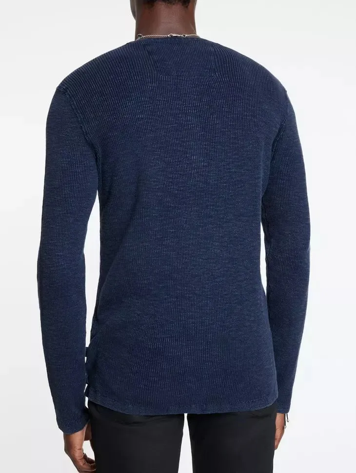 MEMPHIS WAFFLE HENLEY (NAVY) - JOHN VARVATOS