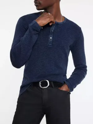 MEMPHIS WAFFLE HENLEY (NAVY) - JOHN VARVATOS