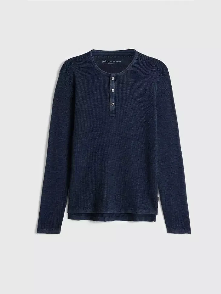 MEMPHIS WAFFLE HENLEY (NAVY) - JOHN VARVATOS