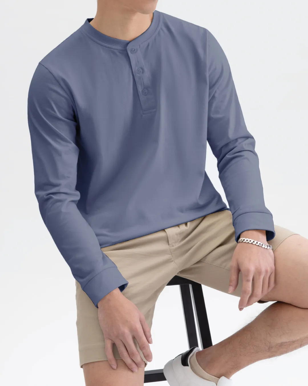 Men Long Sleeve Henley Tee