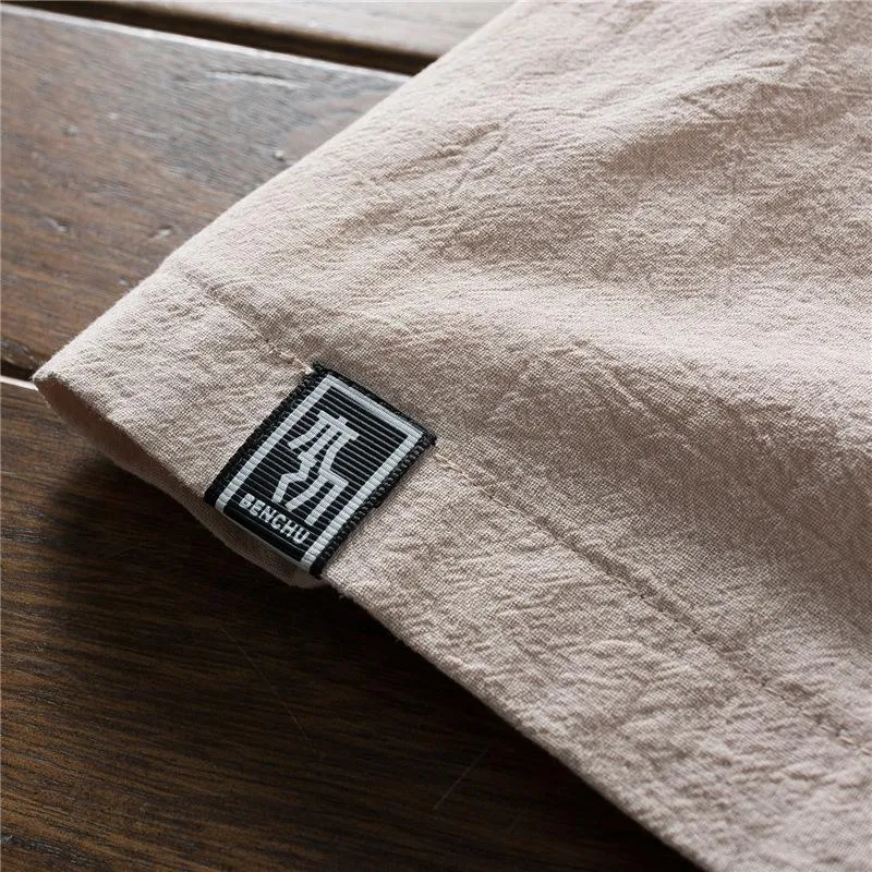 Men's Cotton Linen Short-sleeved T-shirt Shorts Summer Casual Outdoor Sports Set