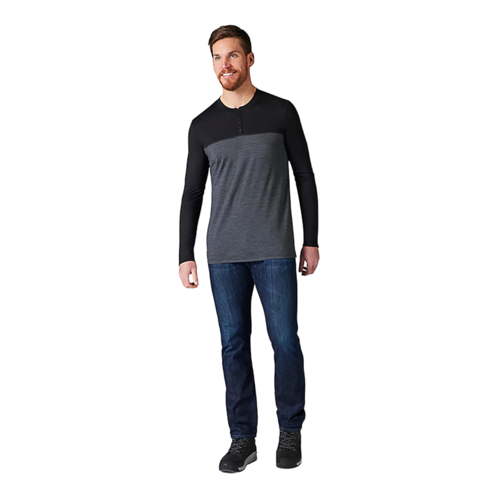 Men's Long Sleeve Colorblock Henley