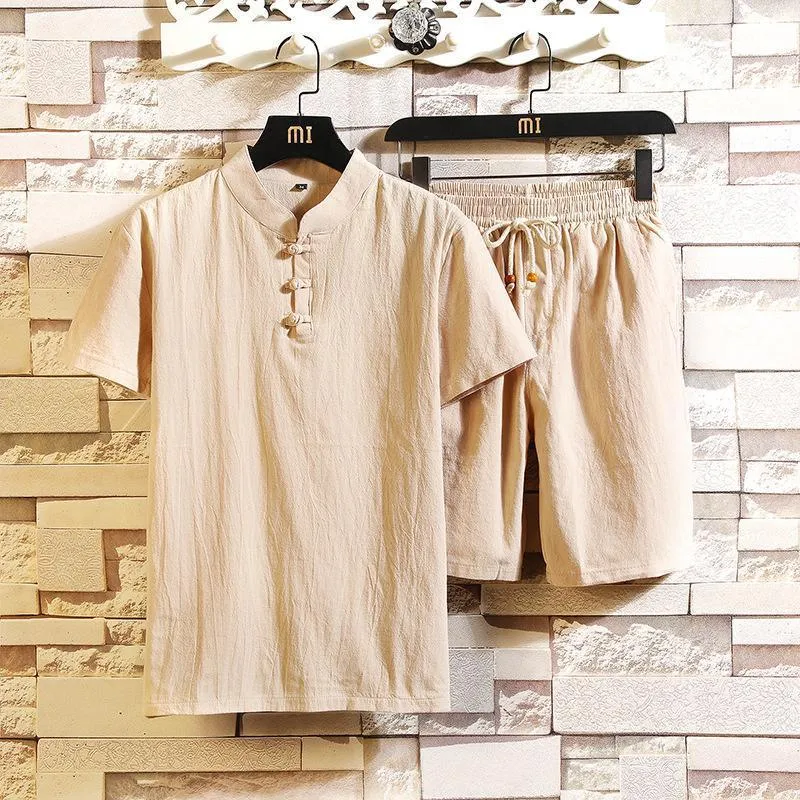 Men's Short-sleeved T-shirt Shorts Suit Chinese Style Comfort Casual Two-piece