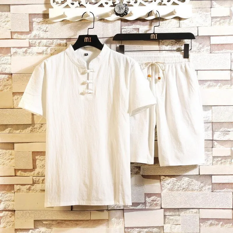 Men's Short-sleeved T-shirt Shorts Suit Chinese Style Comfort Casual Two-piece