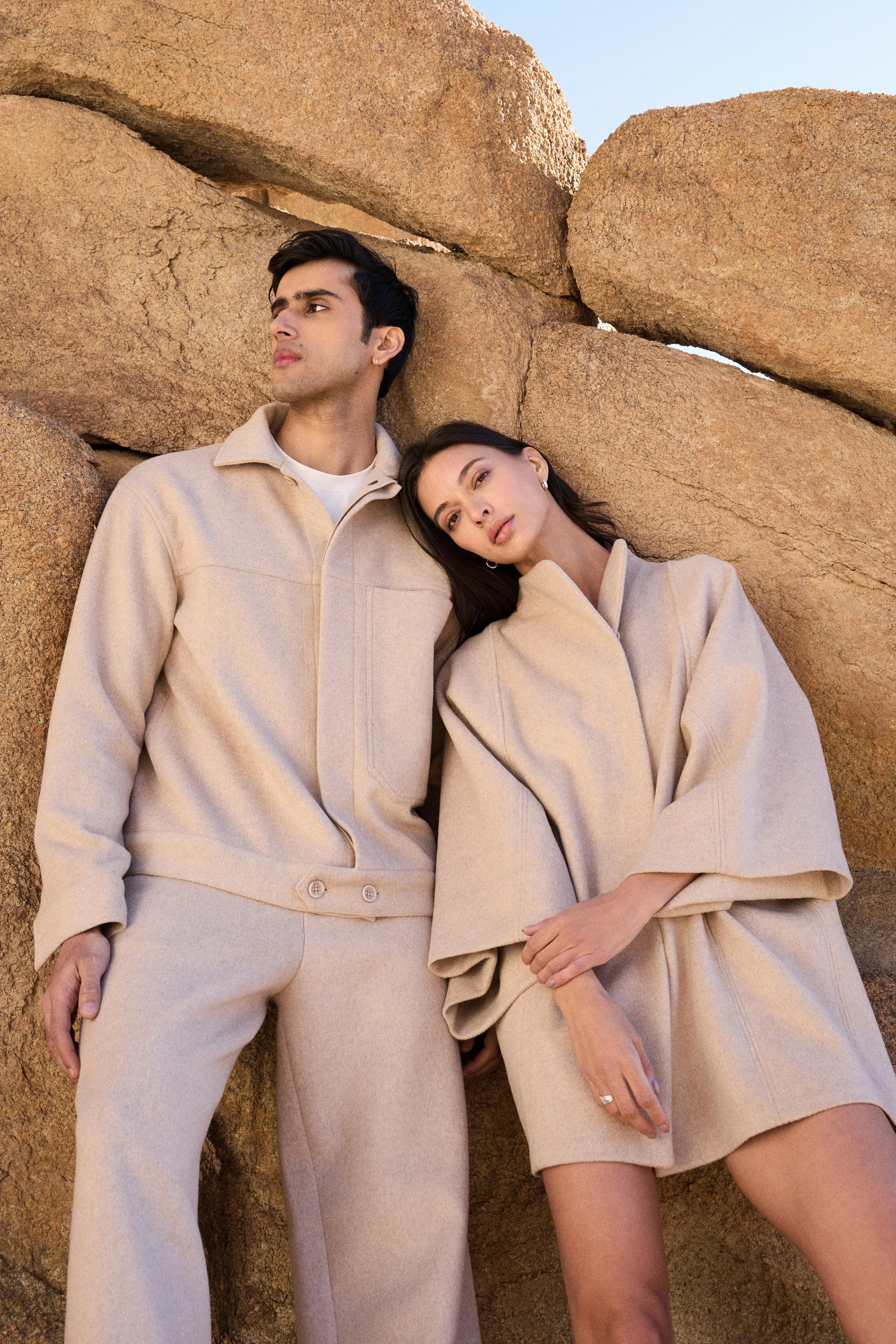 Merino Wool Blend Jacket w Oversized Pocket- Man (Oatmeal)