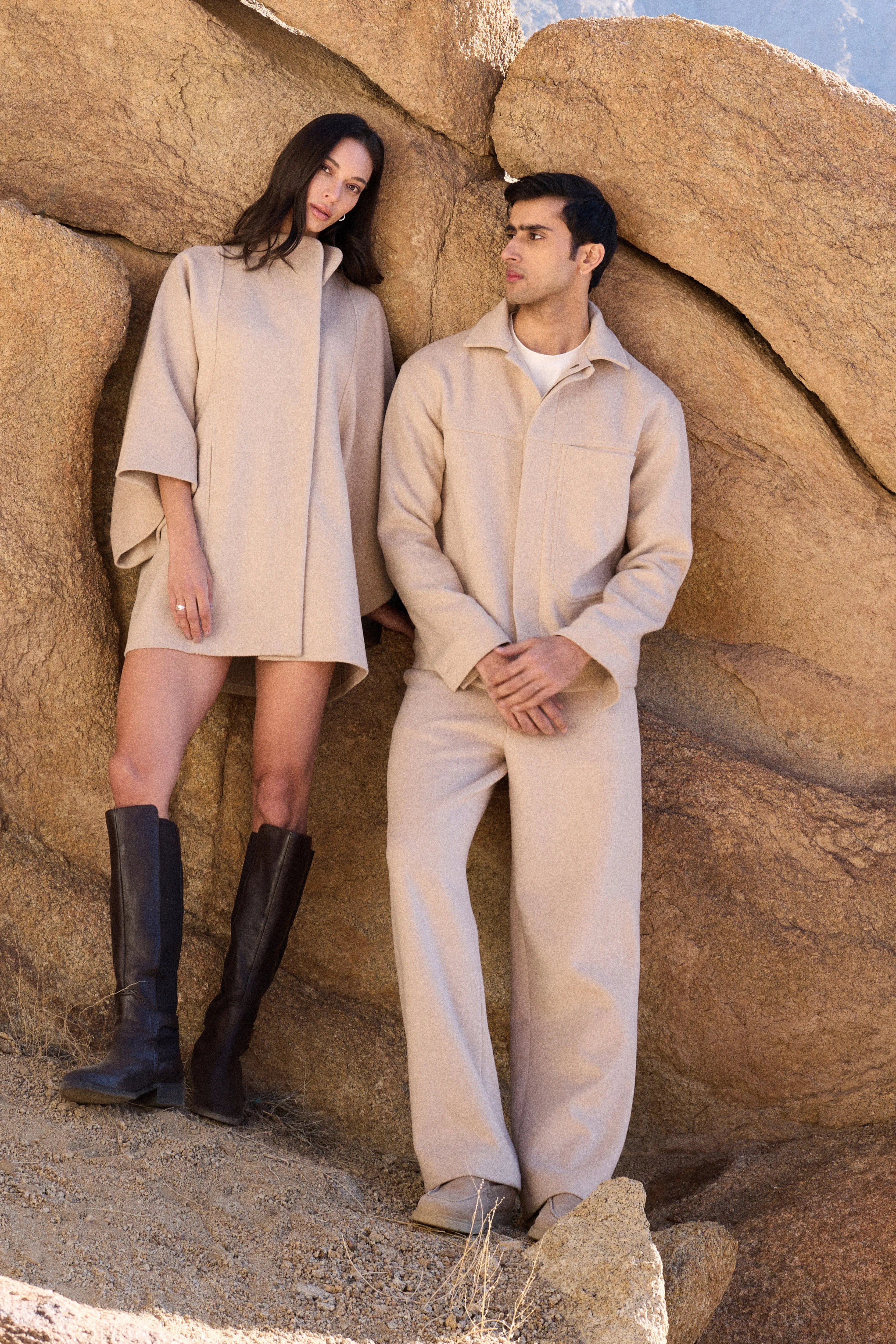 Merino Wool Blend Jacket w Oversized Pocket- Man (Oatmeal)