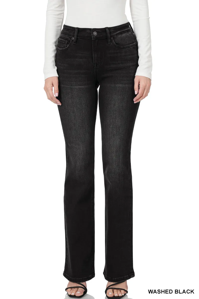 MID-RISE BOOTCUT DENIM PANTS