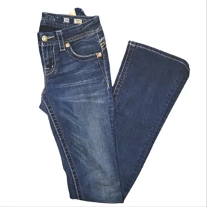 Miss Me Dark Wash Standard Boot Bedazzled Embellished Jeans Size 26