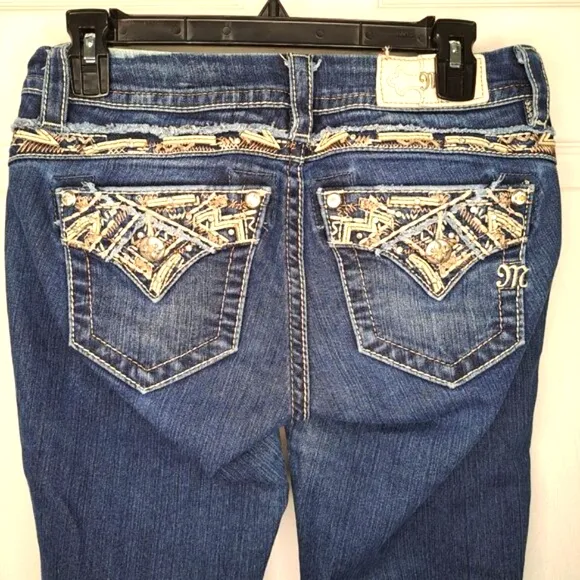 Miss Me Dark Wash Standard Boot Bedazzled Embellished Jeans Size 26