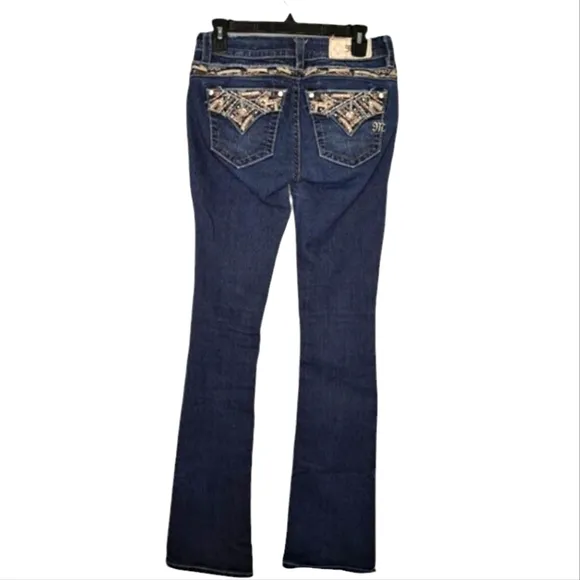 Miss Me Dark Wash Standard Boot Bedazzled Embellished Jeans Size 26