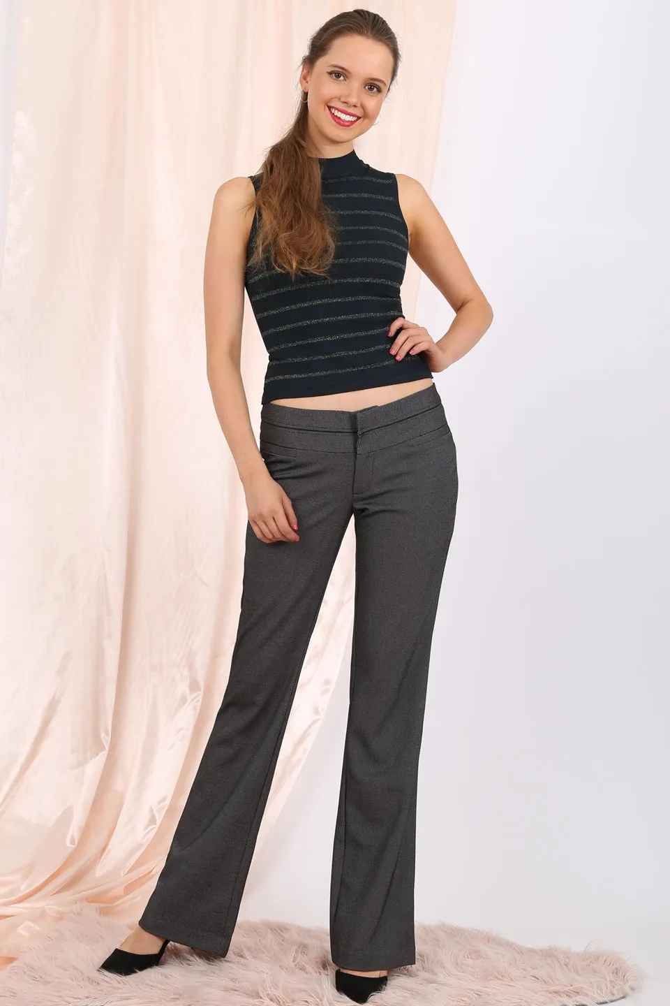 MISS PINKI Naomi tailored work pants in grey