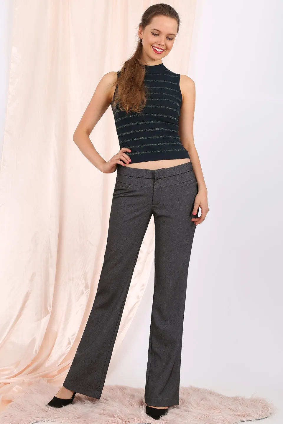 MISS PINKI Naomi tailored work pants in grey