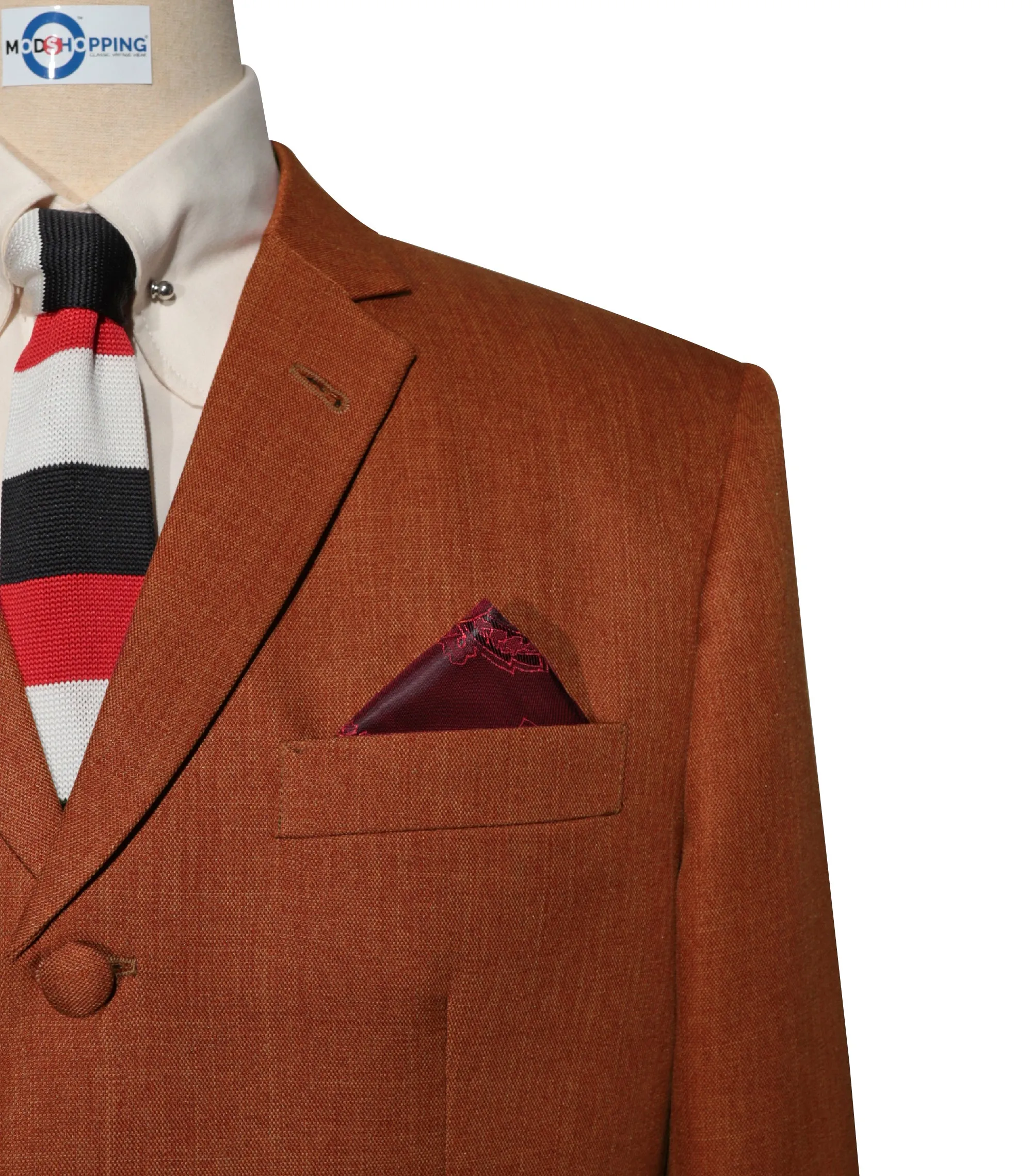 Mod Suit  - 60s Vintage Style Orange Linen Suit