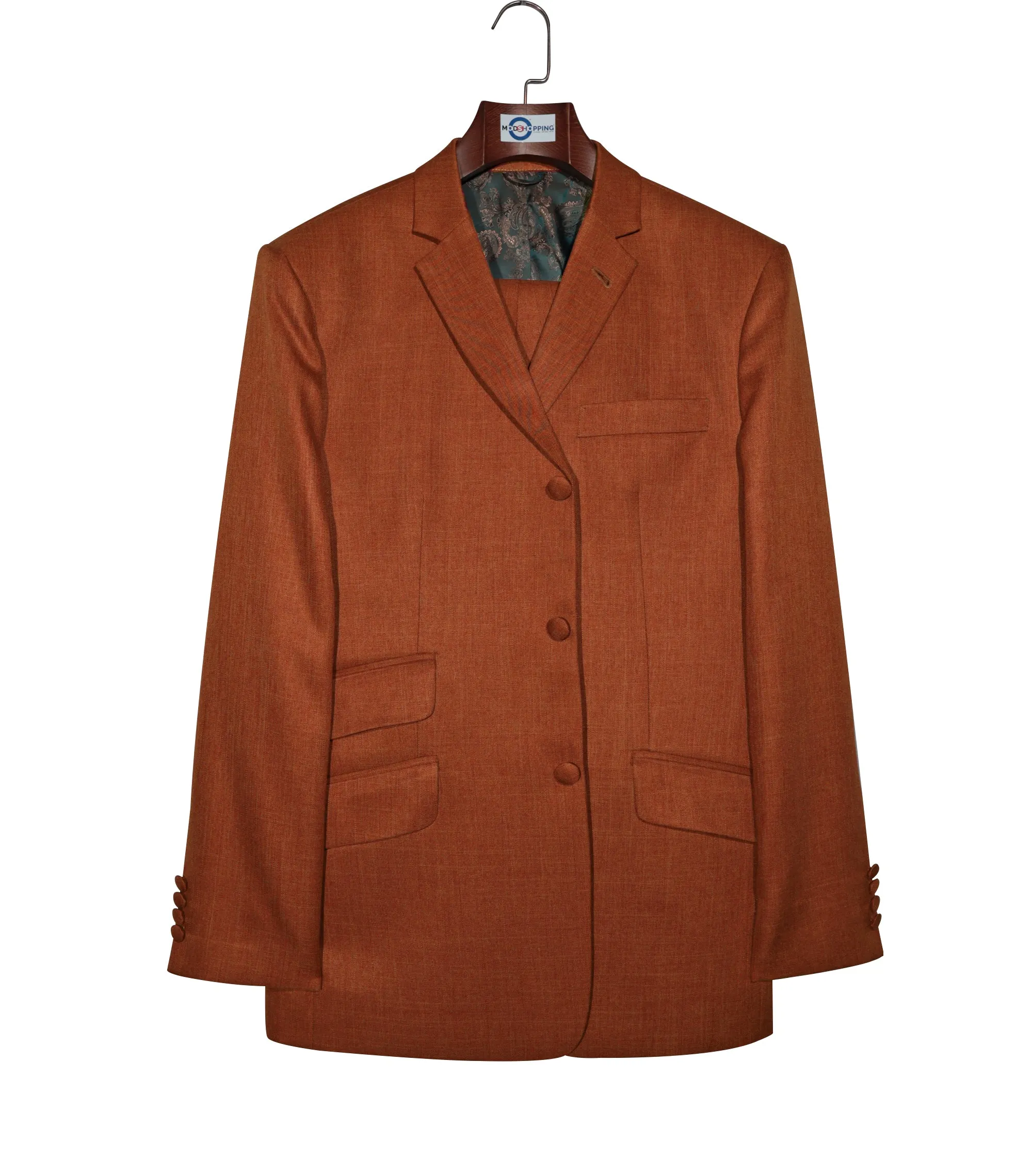 Mod Suit  - 60s Vintage Style Orange Linen Suit