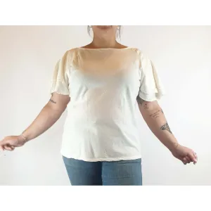 Morrison pre-owned white linen-cotton top with sleeve detail size 14