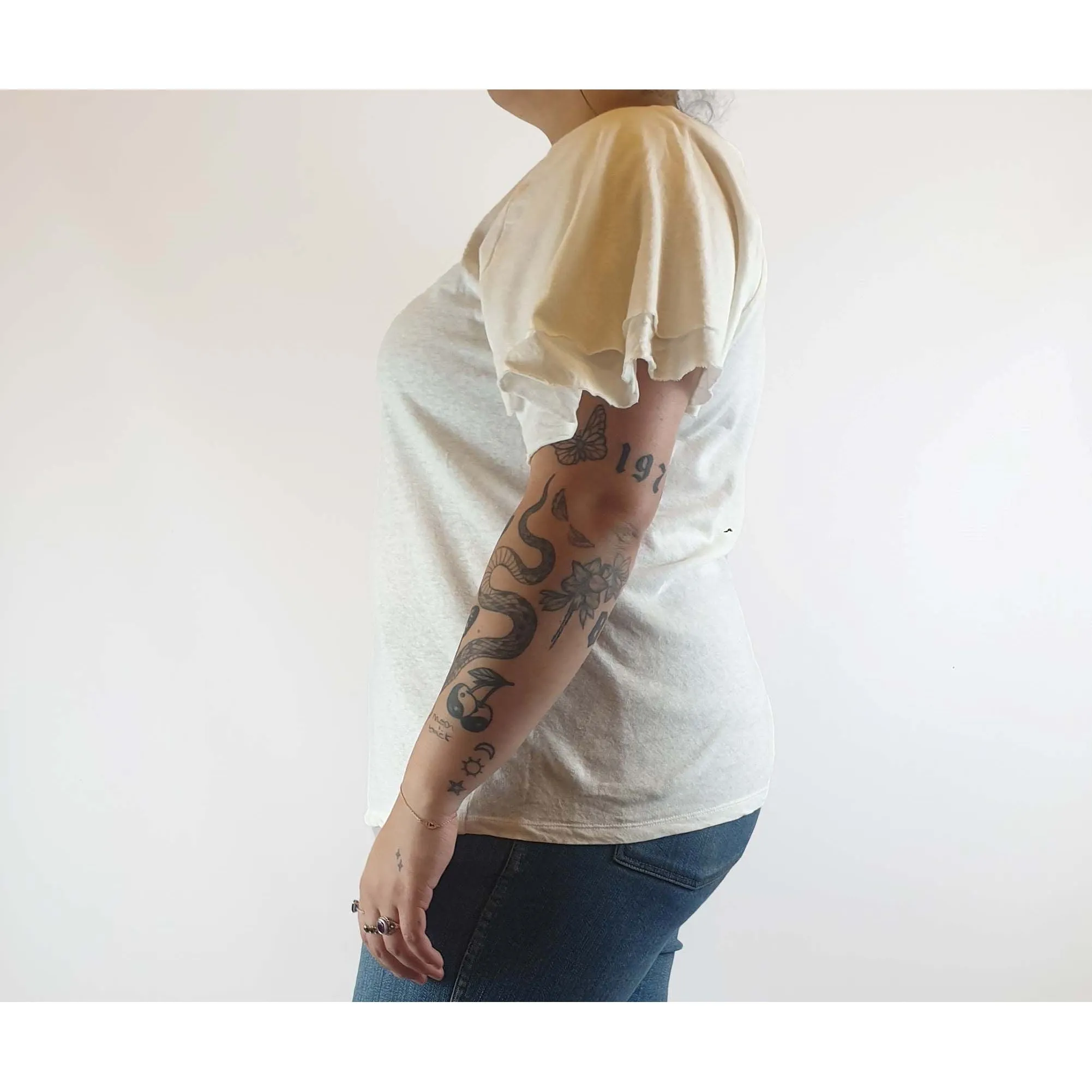 Morrison pre-owned white linen-cotton top with sleeve detail size 14