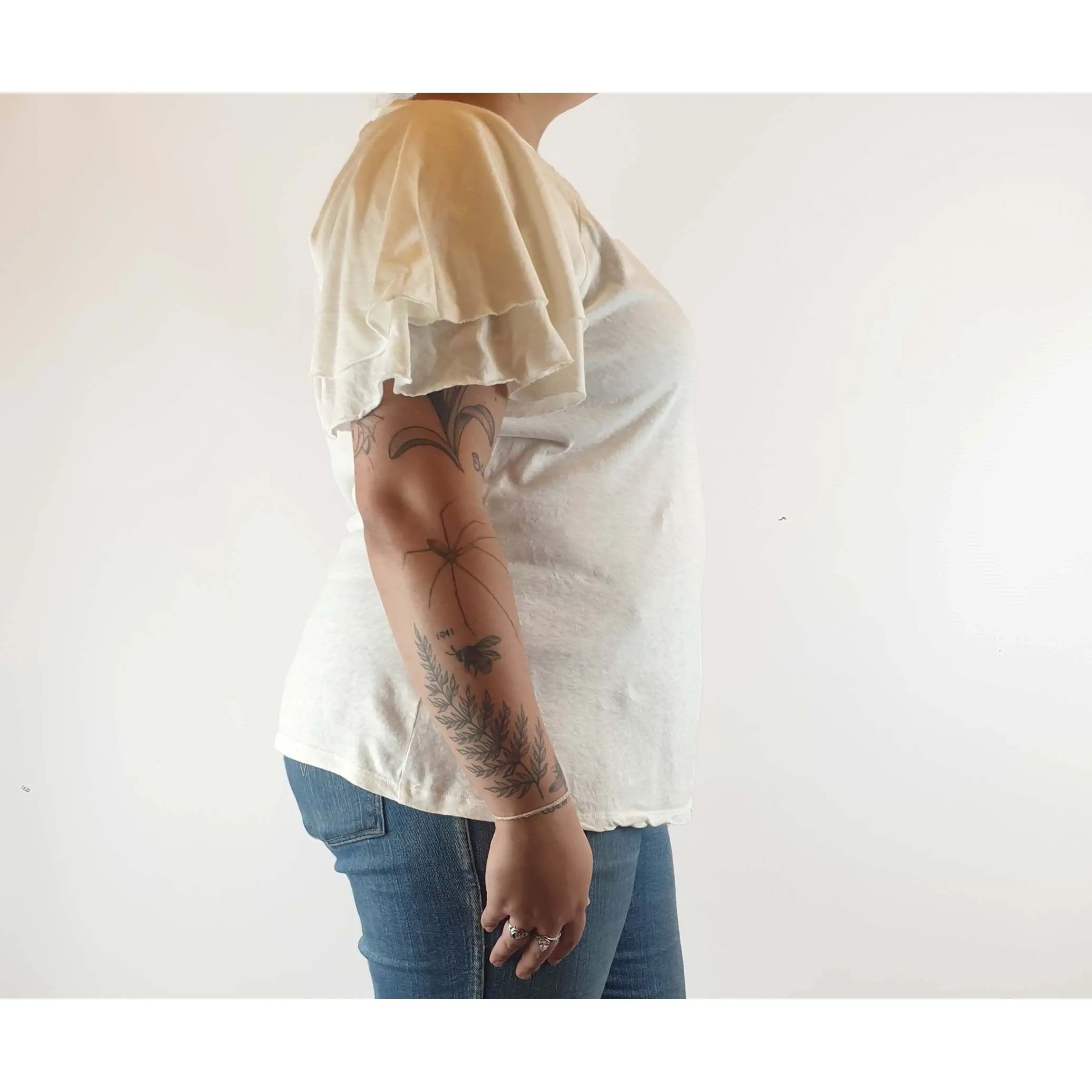Morrison pre-owned white linen-cotton top with sleeve detail size 14