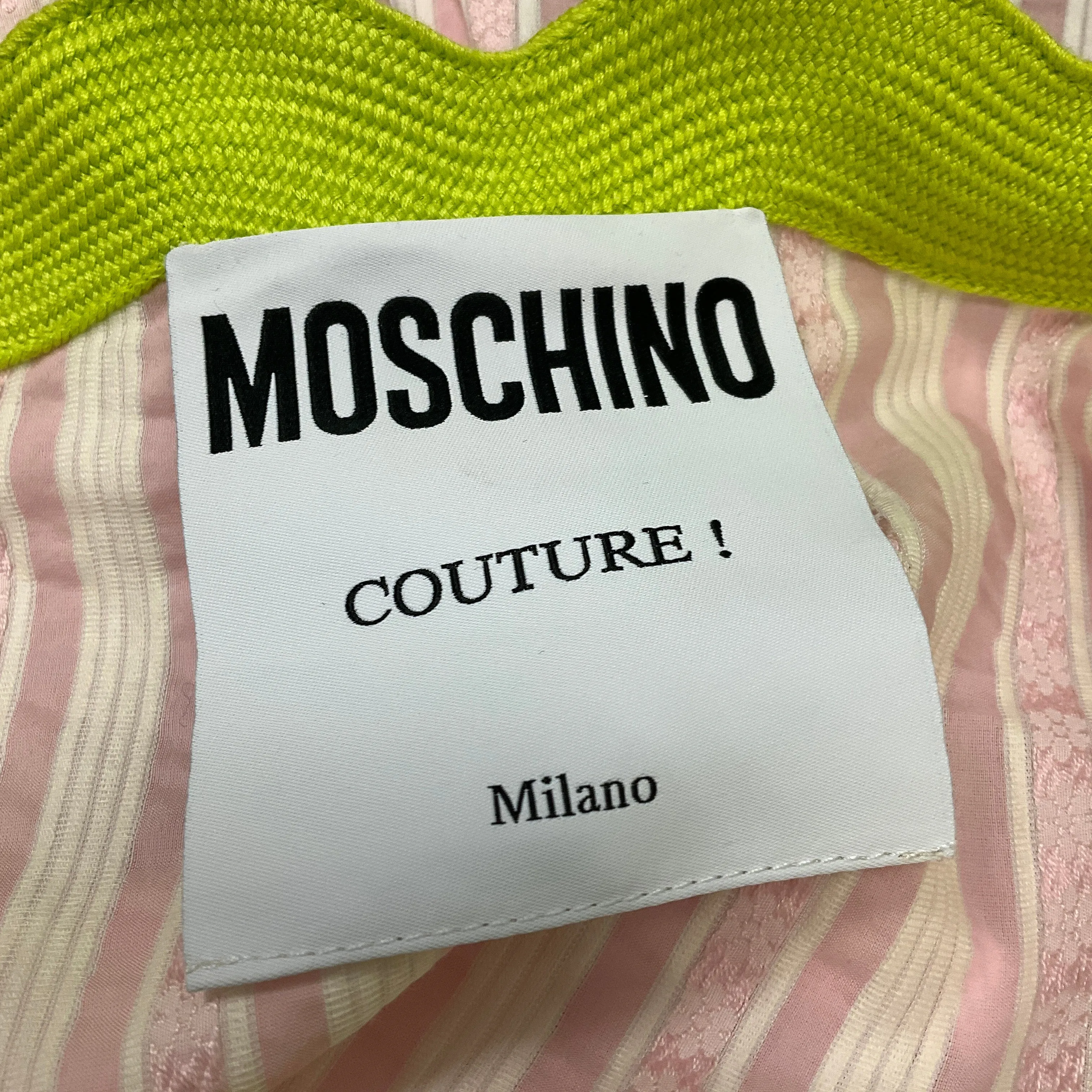 Moschino Couture Pink / White 2021 Striped Cotton Shift Dress