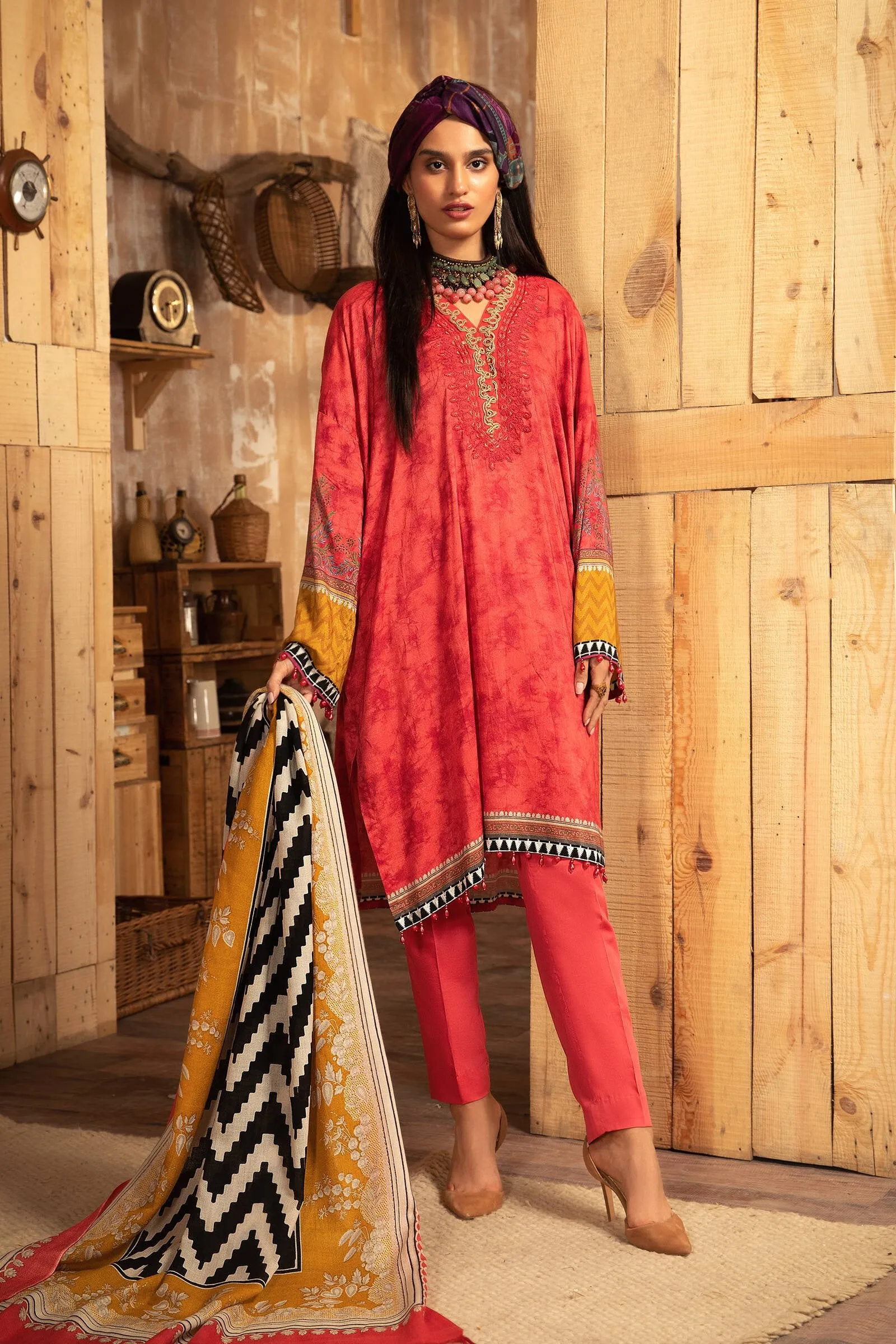MPT 1202 A | Maria B MPrints Winter Collection 2021 | Unstitched Embroidered Dobby Linen Suits