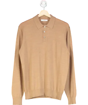 Mr Porter Brown Merino Wool Polo Shirt UK M