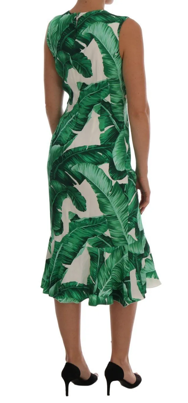 Multicolor Banana Leaf Silk Stretch Dress