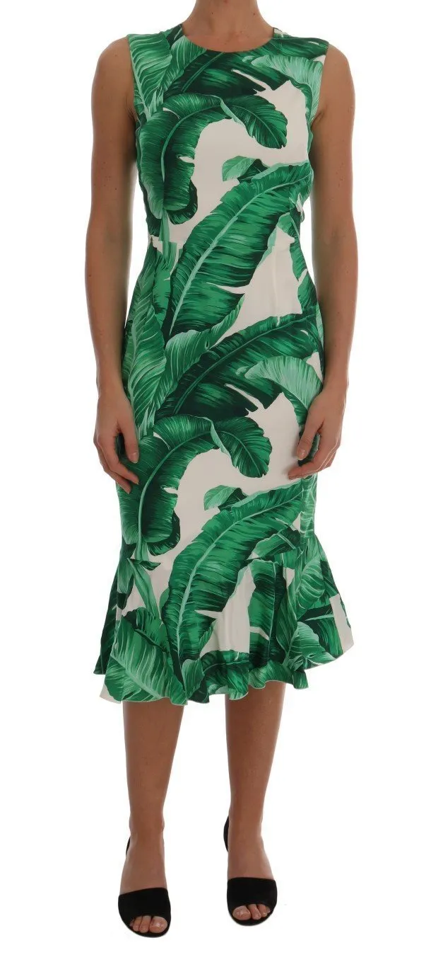 Multicolor Banana Leaf Silk Stretch Dress