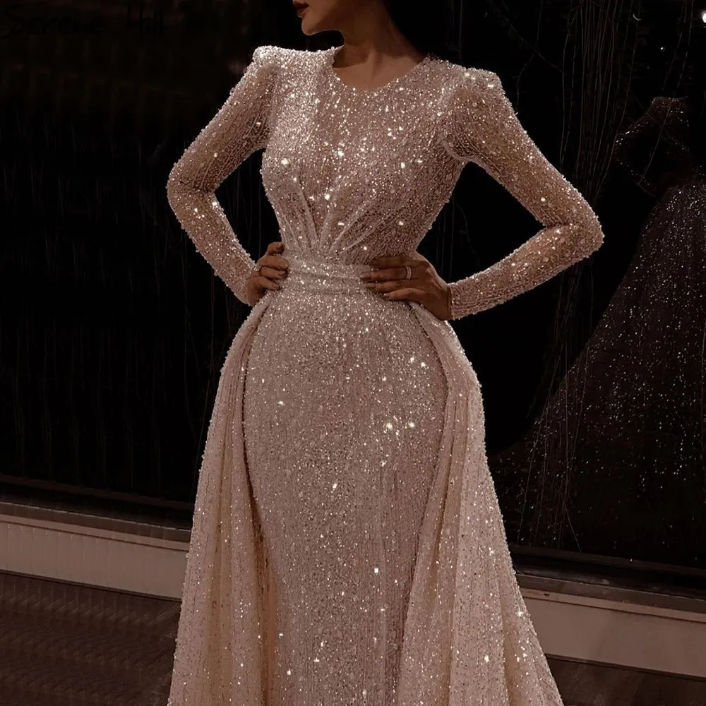 Muslim Ivory With Train Wedding Dresses Beading