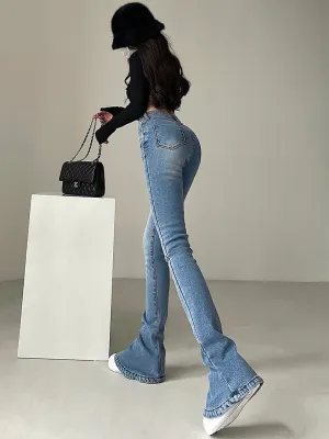 Myla Denim Bell Leg High Waist Slim Jeans Pants