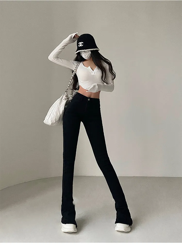 Myla Denim Bell Leg High Waist Slim Jeans Pants