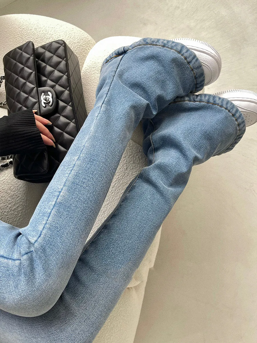 Myla Denim Bell Leg High Waist Slim Jeans Pants