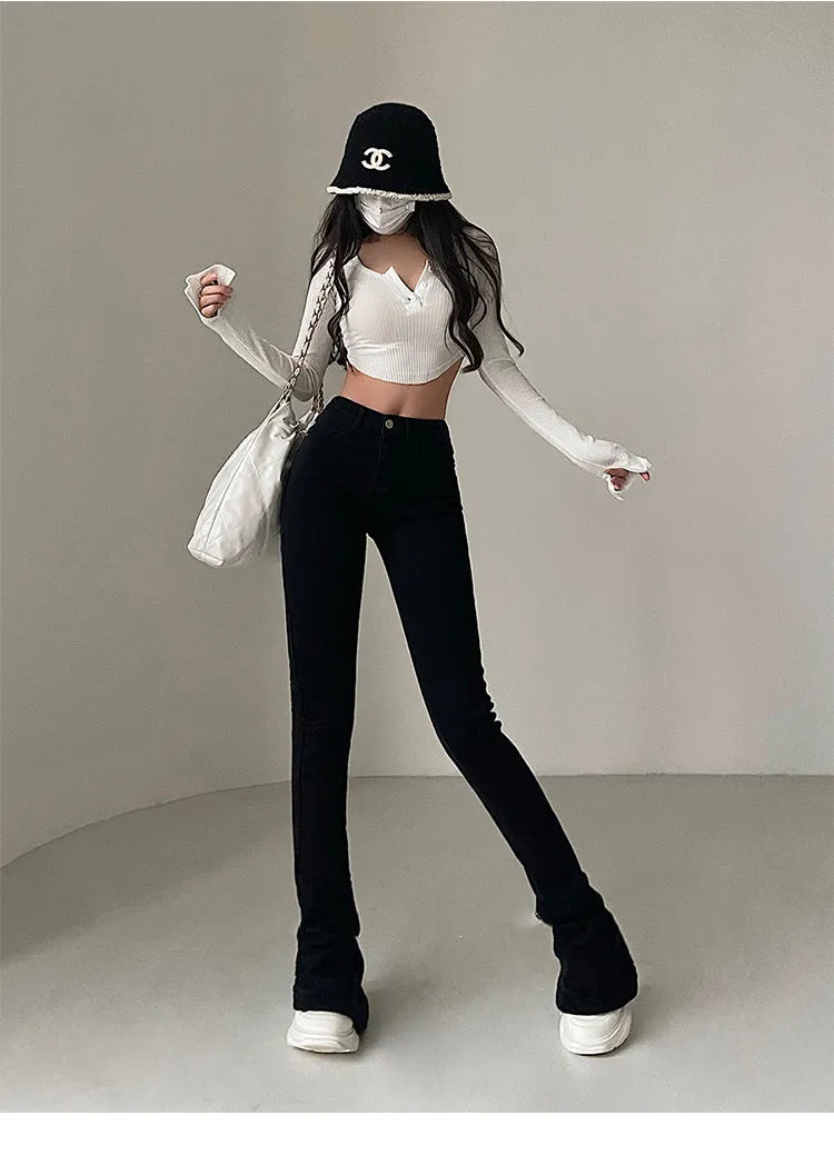 Myla Denim Bell Leg High Waist Slim Jeans Pants
