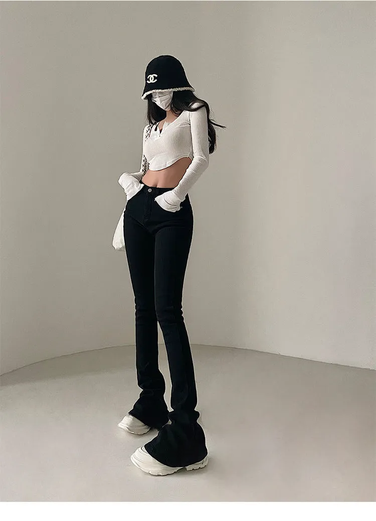 Myla Denim Bell Leg High Waist Slim Jeans Pants