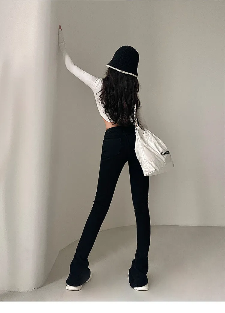 Myla Denim Bell Leg High Waist Slim Jeans Pants