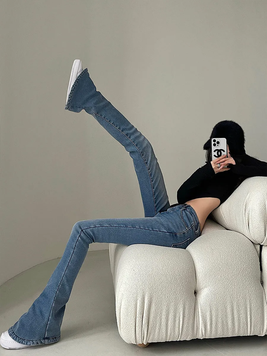 Myla Denim Bell Leg High Waist Slim Jeans Pants