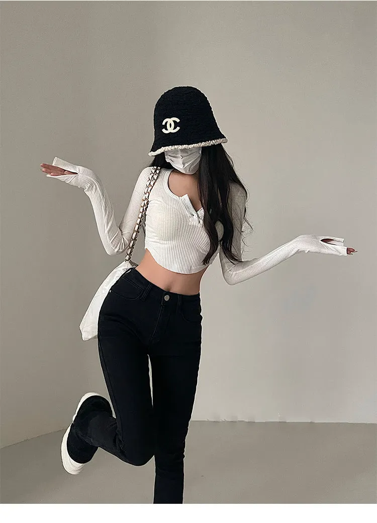 Myla Denim Bell Leg High Waist Slim Jeans Pants