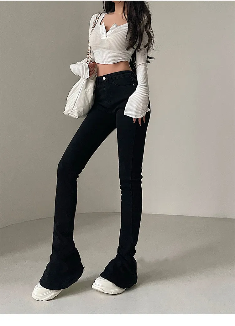 Myla Denim Bell Leg High Waist Slim Jeans Pants