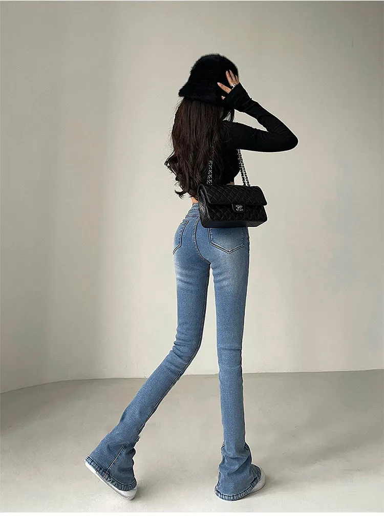 Myla Denim Bell Leg High Waist Slim Jeans Pants
