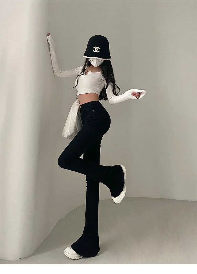 Myla Denim Bell Leg High Waist Slim Jeans Pants