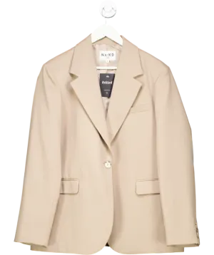 NA-KD Beige Oversized Blazer UK 8