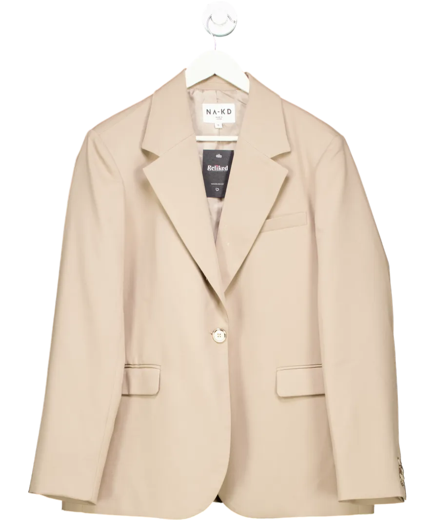 NA-KD Beige Oversized Blazer UK 8