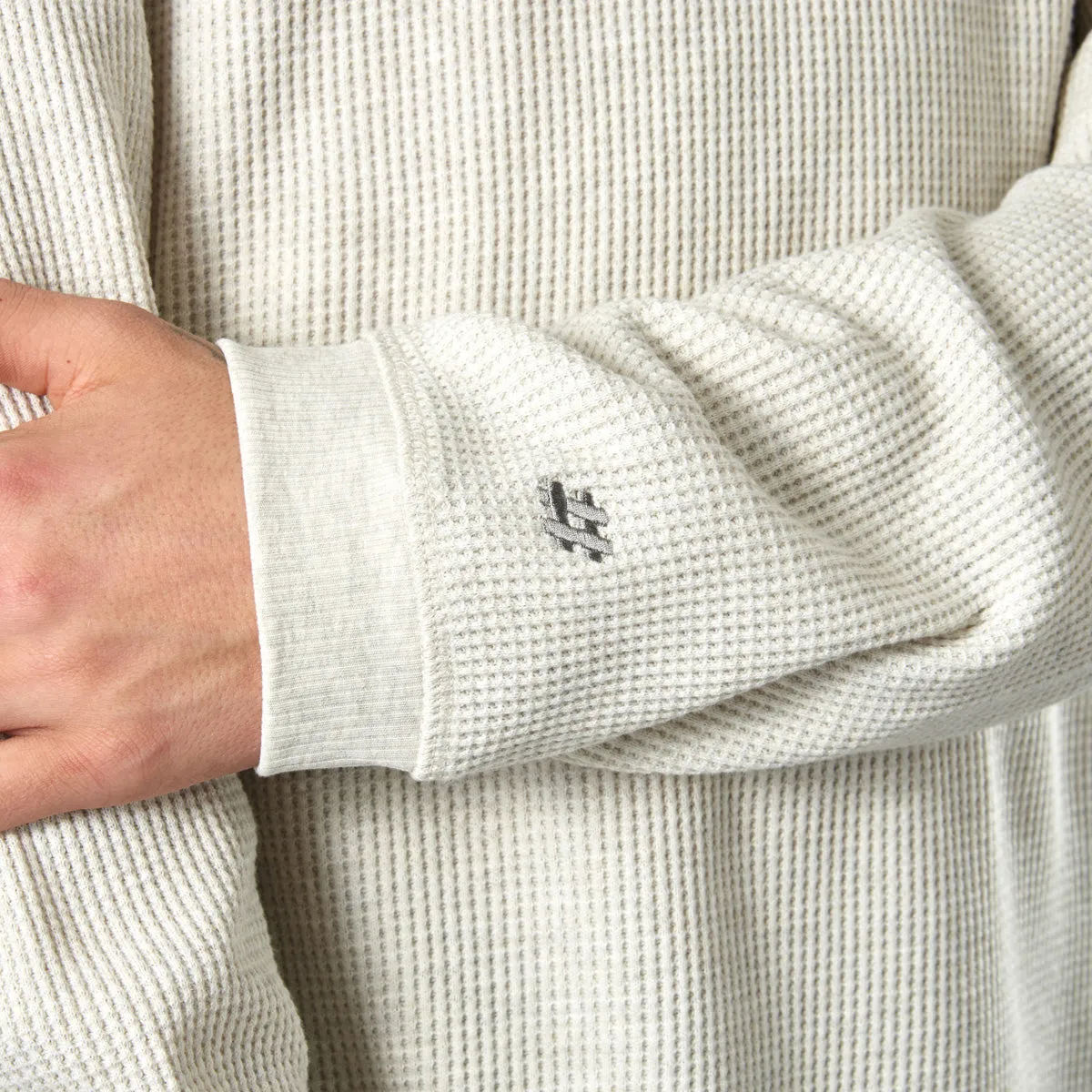 New Balance Waffle Knit Longsleeve Henley T-Shirt Oatmeal Heather