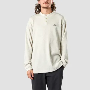 New Balance Waffle Knit Longsleeve Henley T-Shirt Oatmeal Heather
